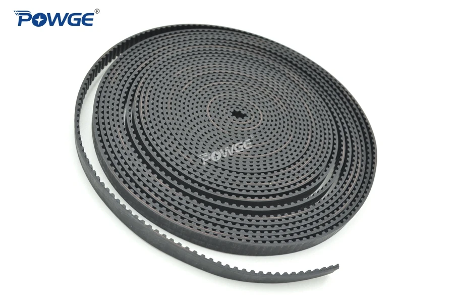 POWGE Trapezoid T2.5 Open Timing Belt width 4/6/10/15mm pitch 2.5mm Rubber Neoprene fiberglass T2.5 Synchronous pulley