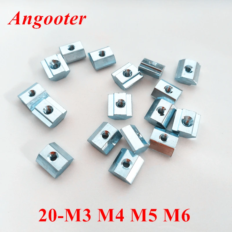 100pcs 20-M3 T Nut 20-M4 20-M5 20-M6 T Sliding Nut Square Block t nut Nuts for 2020 Series EU Type Aluminum Profile Accessories