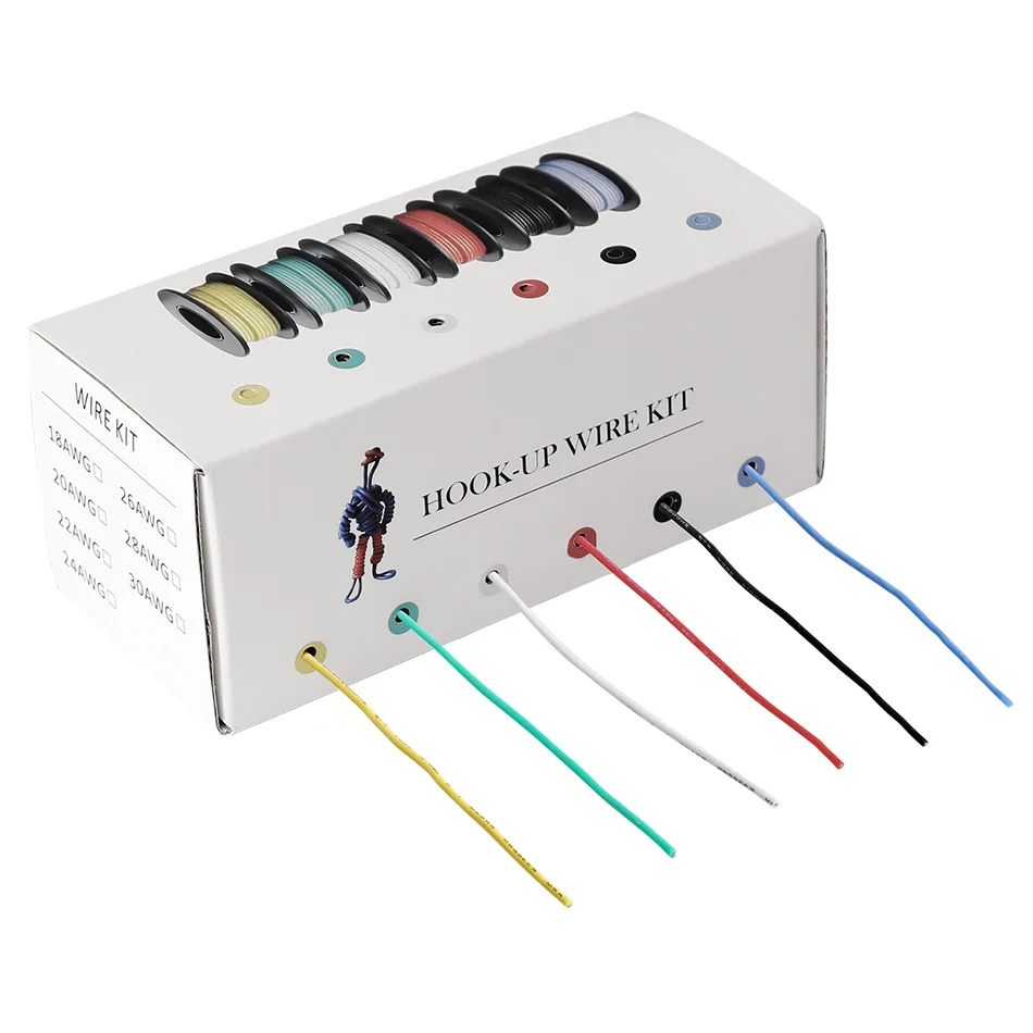 30m/box 98ft Hook-up Stranded Wire 18 AWG UL1007 PVC Insulated Electrical Wire Tinned Copper 300V 6 Colors for DIY Toys Lights
