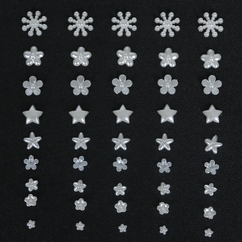 Snowflake Star Flower Loose Beads Gem Flatback Cabochon Plastic Imitation ABS Pearl Bead for DIY Hair Accessories Jewelry Making