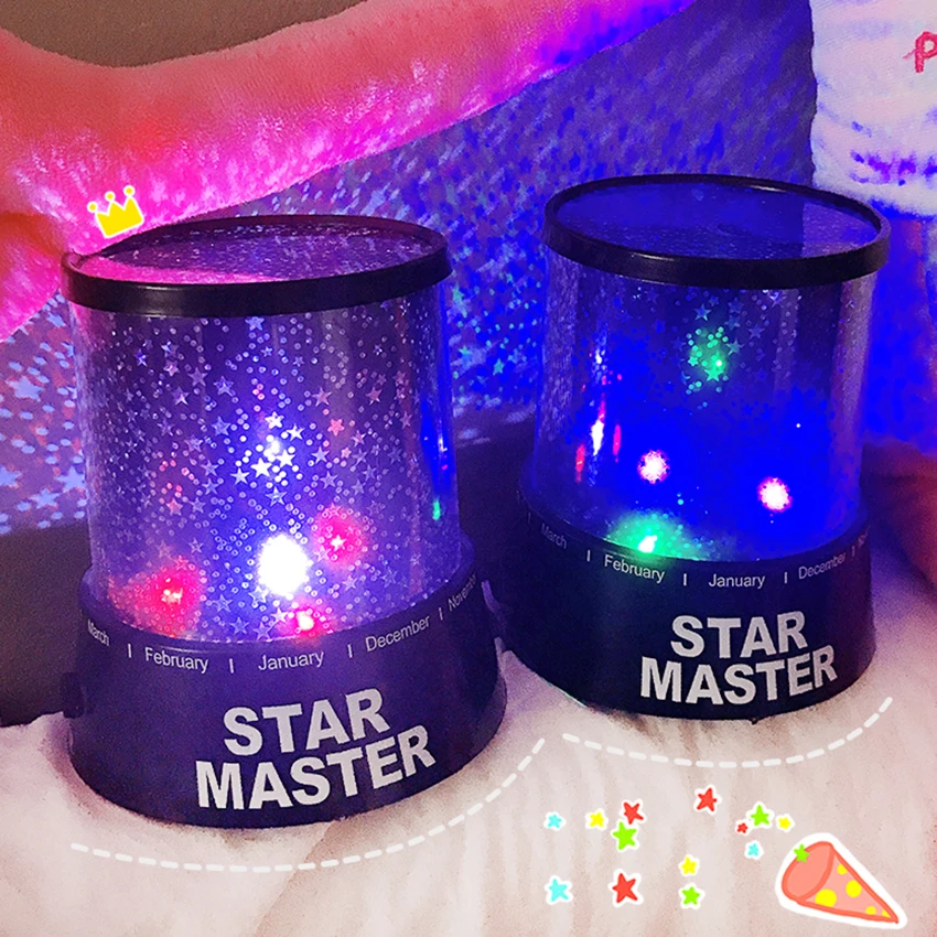 Luz conduzida da noite projetor céu estrelado estrela lua appy aniversário mestre crianças bebê sono colorido lâmpada de projeção luzes