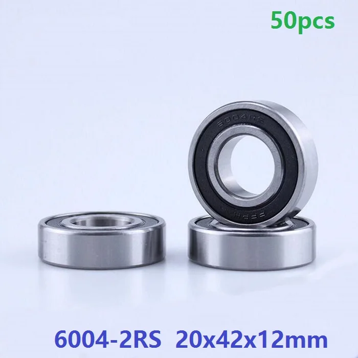 50pcs/lot 6004RS 6004-2RS Deep Groove Ball bearing Shaft 20x42x12mm