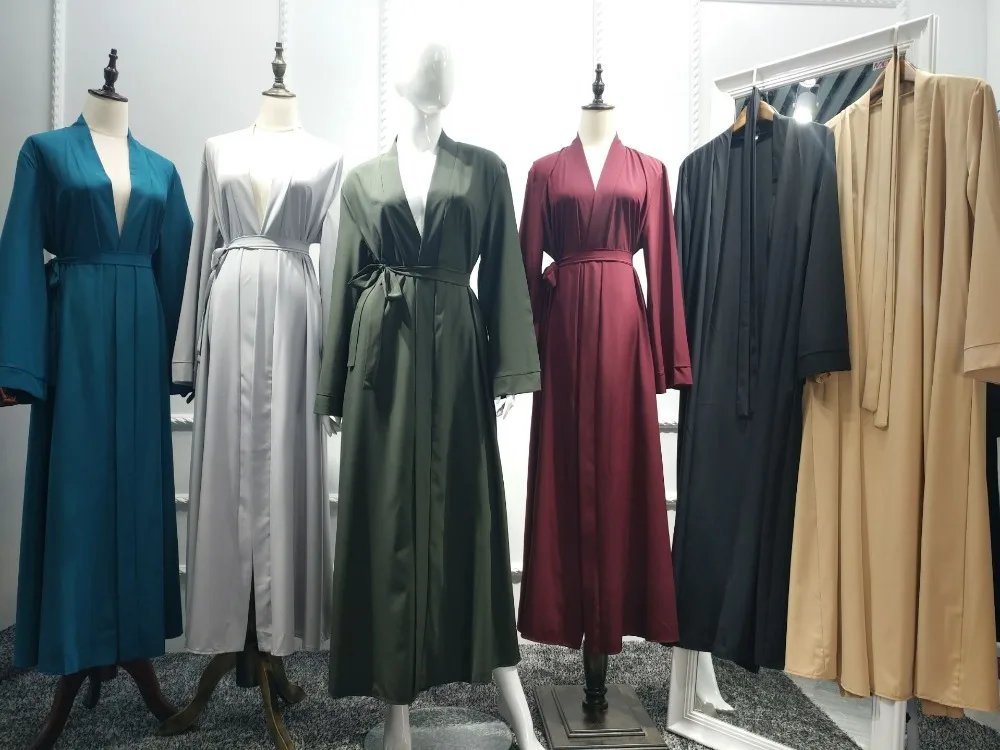 Mode Volwassen Moslim Mode Merk Ruches Abaya Dubai Islamitische 7 Kleuren Paars Abaya Met Riem Wq822 Gebed Kleding Dropship