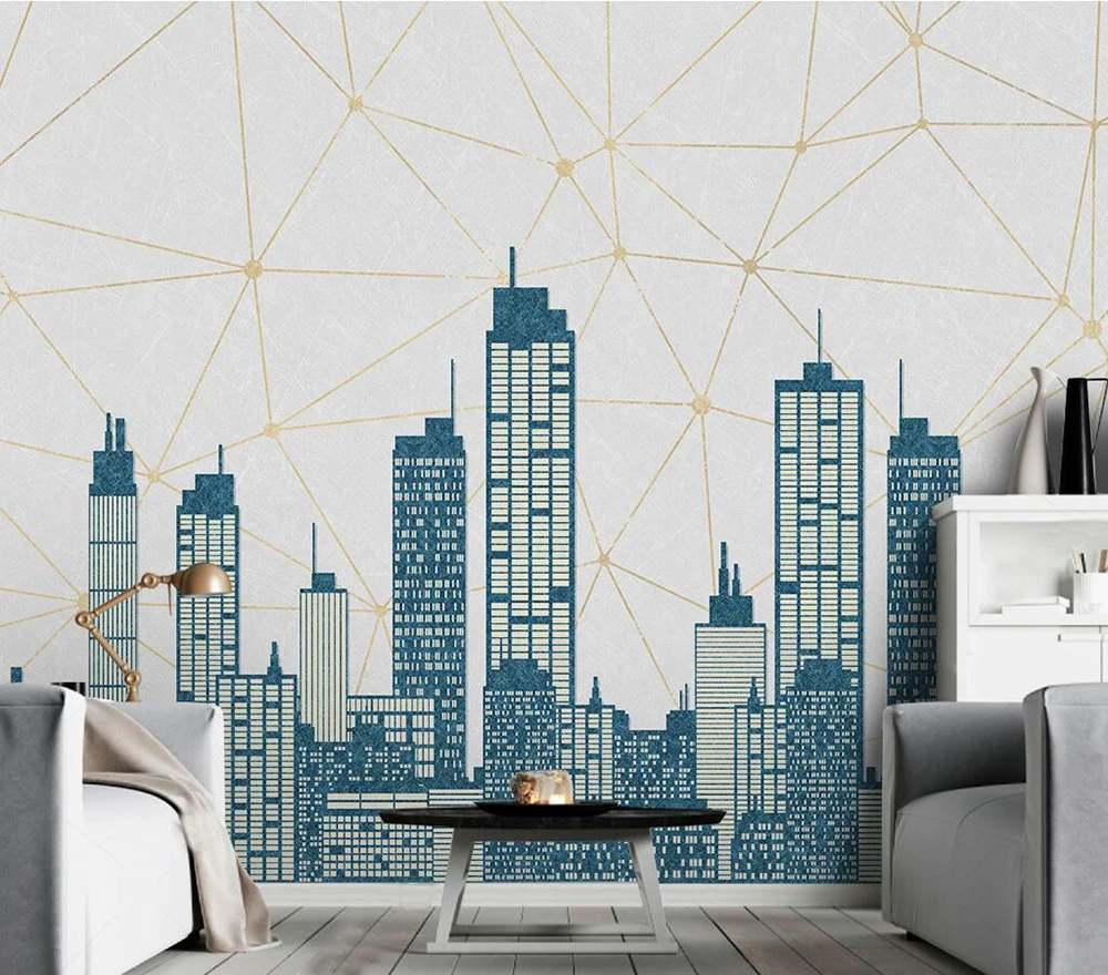 Custom wallpaper Simple geometric building lines artistic design background wall