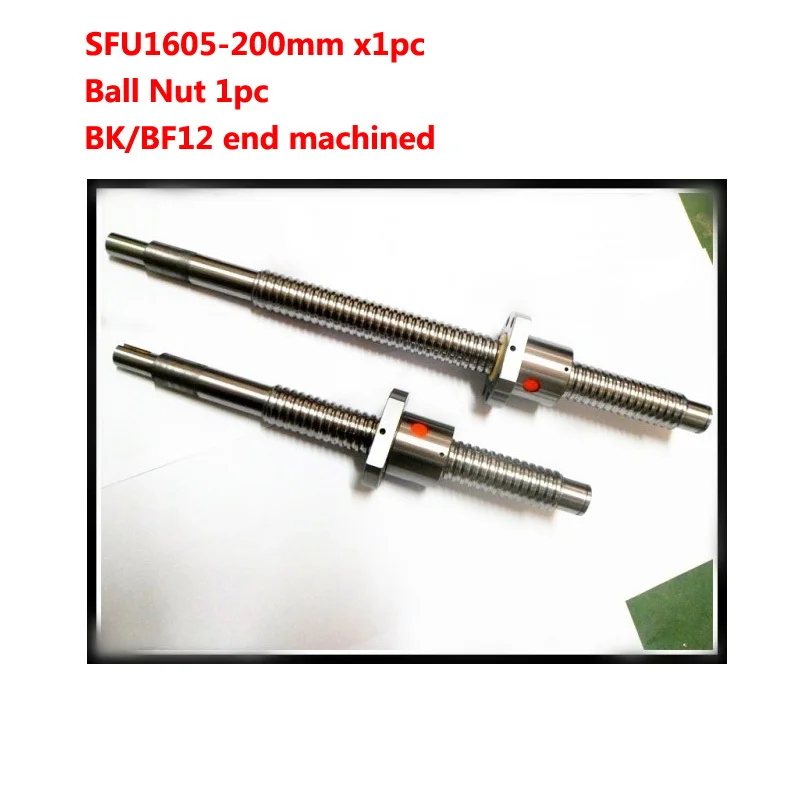 

Free Shipping 16mm 1605 Ball Screw Rolled ballscrew 1pc SFU1605 L 200mm with 1pc 1605 Flange single ballnut for CNC parts