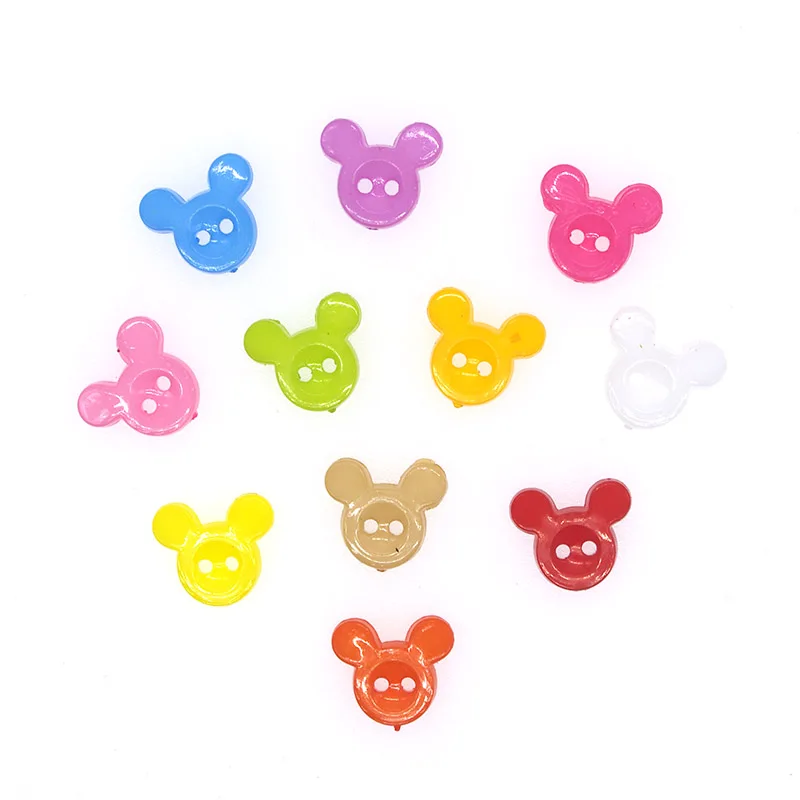 50PCs Plastic Sewing Buttons Scrapbooking Mickey Mixed Two Holes Cartoon 15 x 13mm Costura Botones Decorate P1002