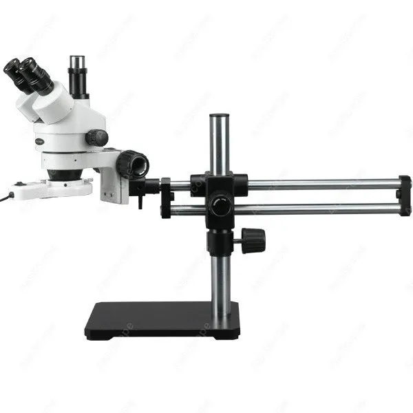 AmScope SM-5 Series Trinocular Stereo Microscope 3.5X-90X on Ball Bearing Boom Stand+ Light