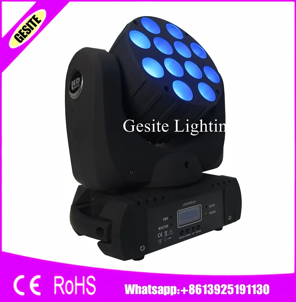 Hot 6pcs/lot 12x12W Beam Led Moving Head 150w Stage Light LED With Excellent Pragrams dmx 9/16 Channels DJ