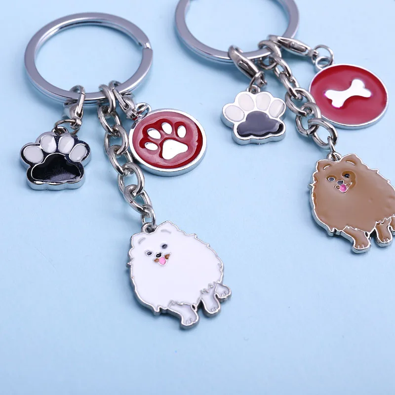 Pomeranian Key Chains Dog Feet Tag Key Car Keyring Dog Animal Charms Keychains Women Fashion Gift Female Alloy Metal Pendants