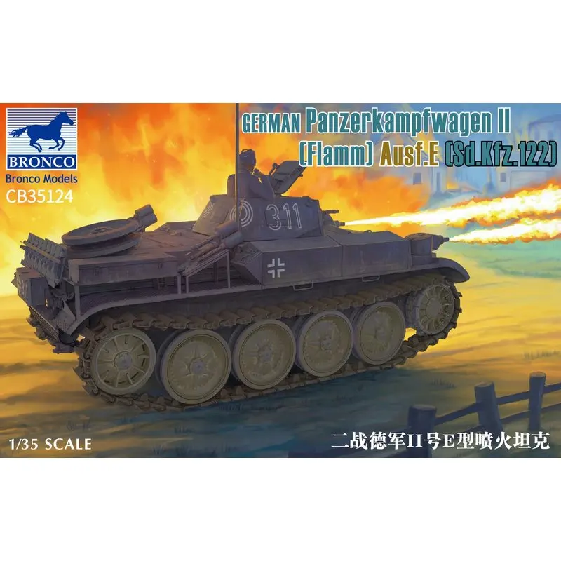 BRONCO CB35124 1/35 German PanzerKampfwagen II [flamm] Ausf.E [Sd.Kfz.122] - Scale Model Kit