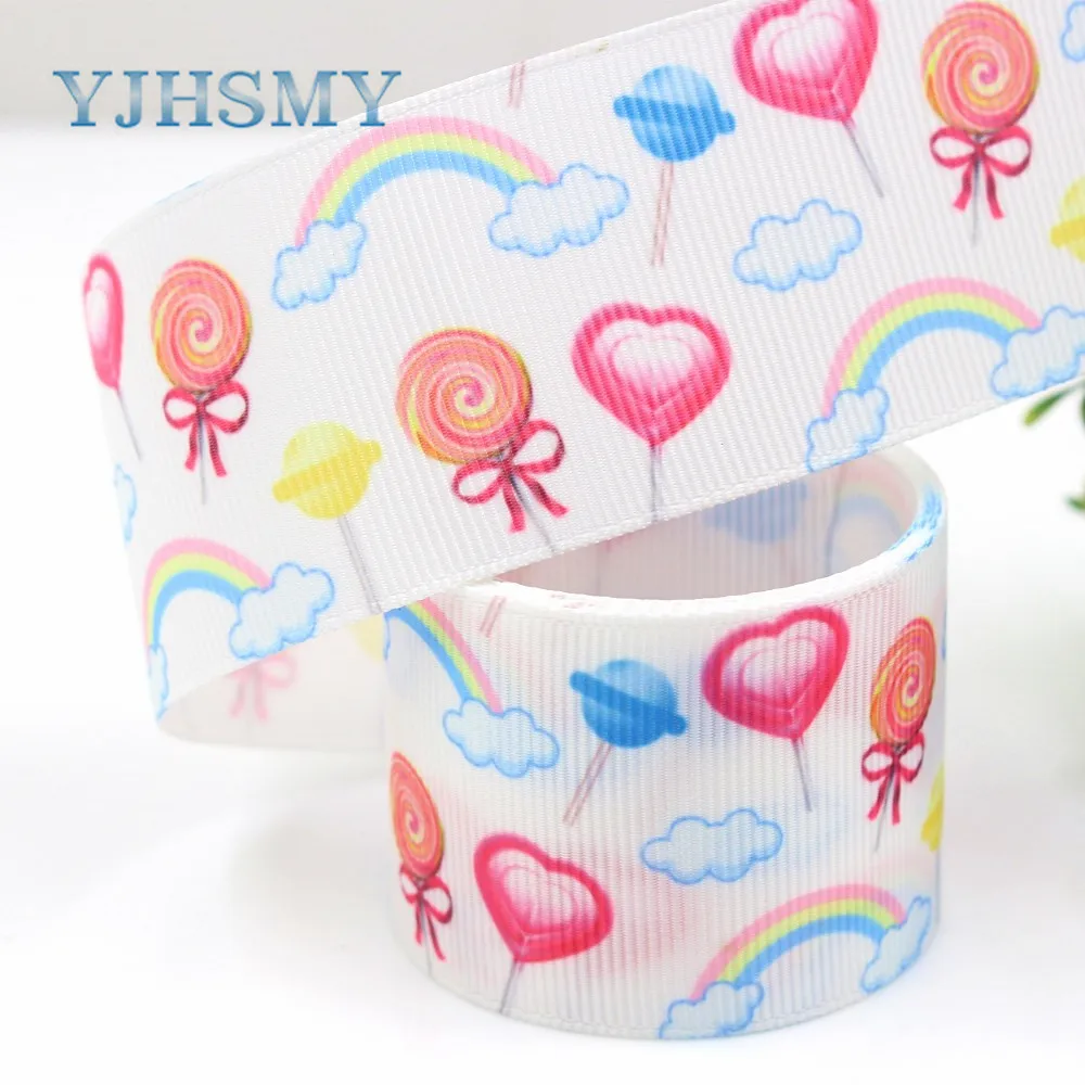 YJHSMY G-18925-1158,10 yards,38 mm Rainbow candy Ribbons Thermal transfer Printed grosgrain,Gift wrapping DIY materials