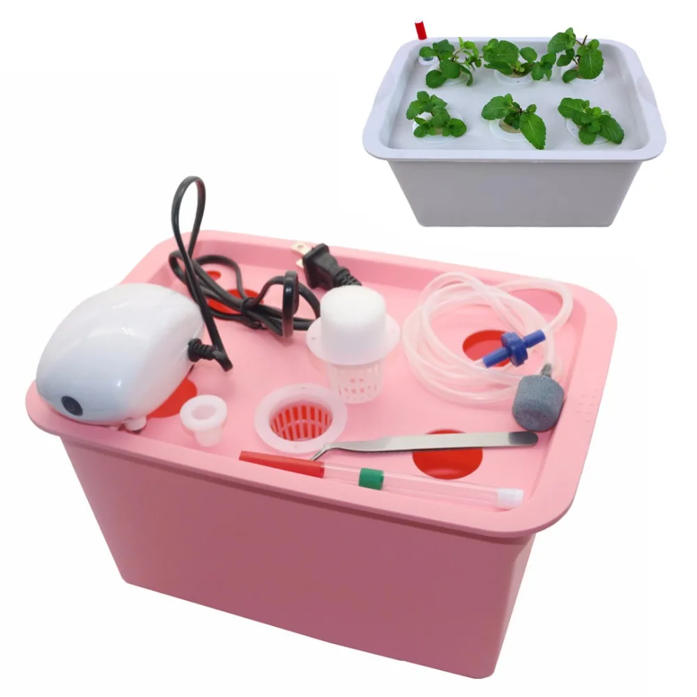 6 Holes Plant Site Hydroponic System Indoor Garden Cabinet Box Grow Kit Bubble Garden Pots Planter Nursery Pot 220V/110V 1 Set