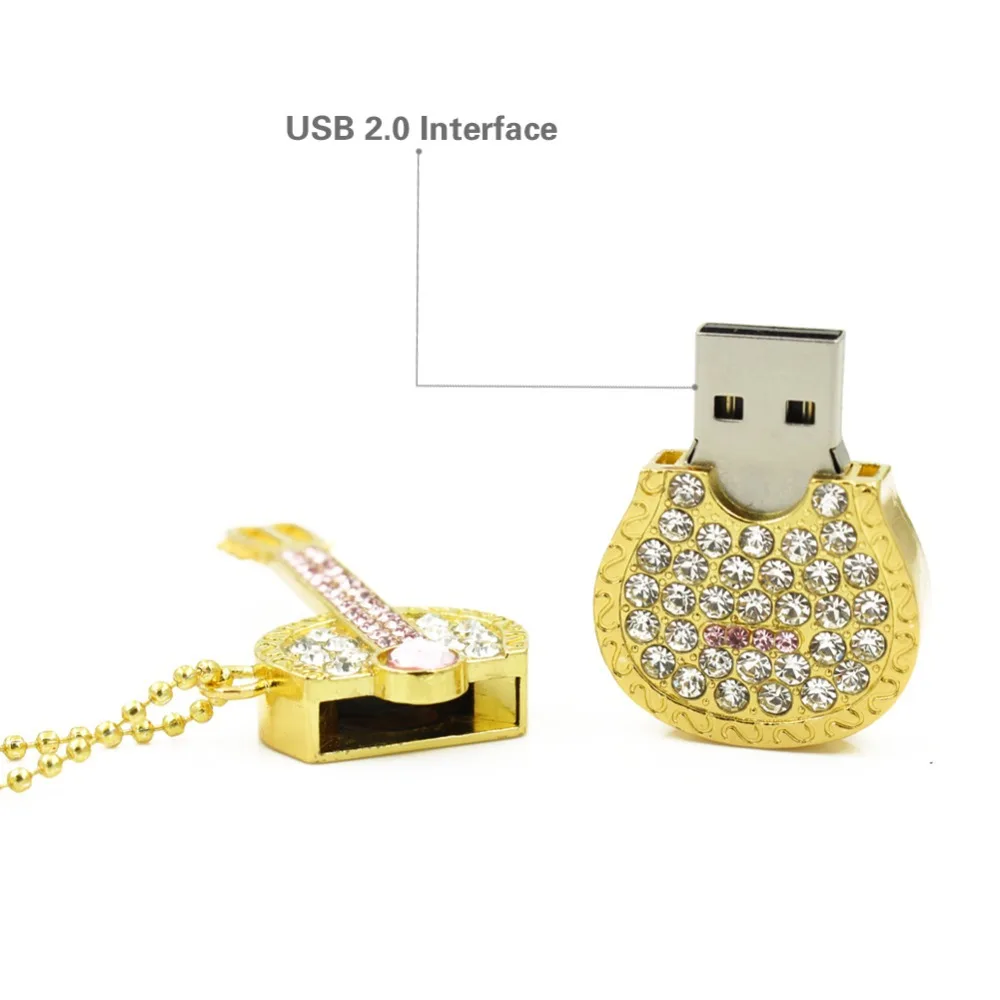 USB Flash Drive флешка 8GB 16GB Pen Drive 32GB Pendrive Colorful Diamond U Disk 2.0 Gold Silver Crystal Guitar Memory stick Gift