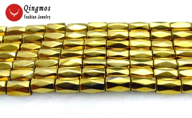 Qingmos 5*8mm Column Faceted Black Hematite Magnetic Loose Beads for Jewelry Making Necklace Bracelets DIY Los709 Free Shipping