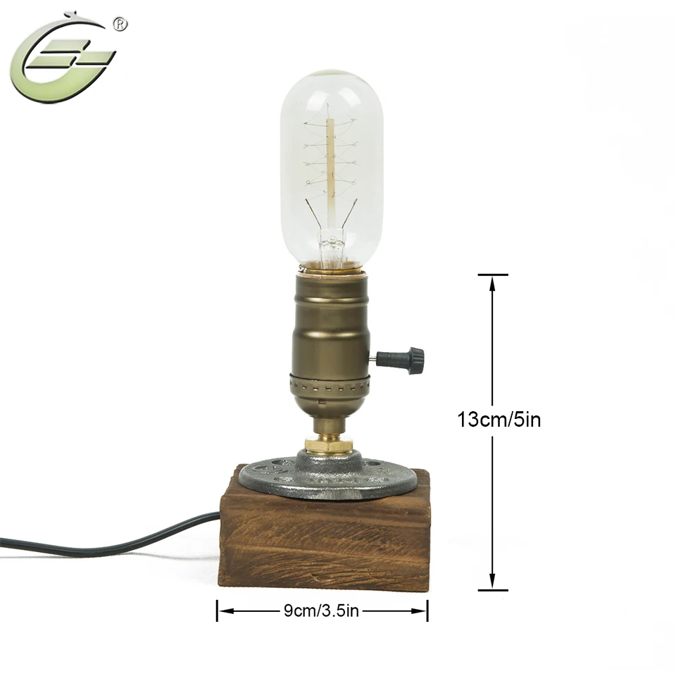 Loft Vintage E27 żarówka edisona lampa stołowa drewniana podstawa światła wciskany przełącznik sterowania lampy biurkowe Bar Home oprawa
