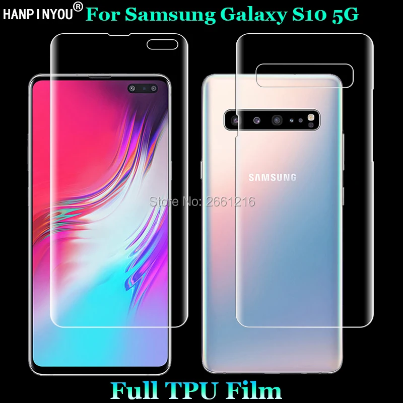

For Samsung Galaxy S10 5G G977 6.7" 2 Pcs =Front+Back Slim Full Cover Soft TPU Film Explosion-proof Screen Protector (Not Glass)