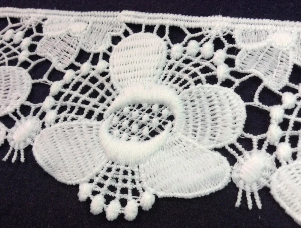 7cm wide milk fibre flower embroidery lace trim,Eco-Friendly soft touch flower lace trimmings XERYzx150422-21