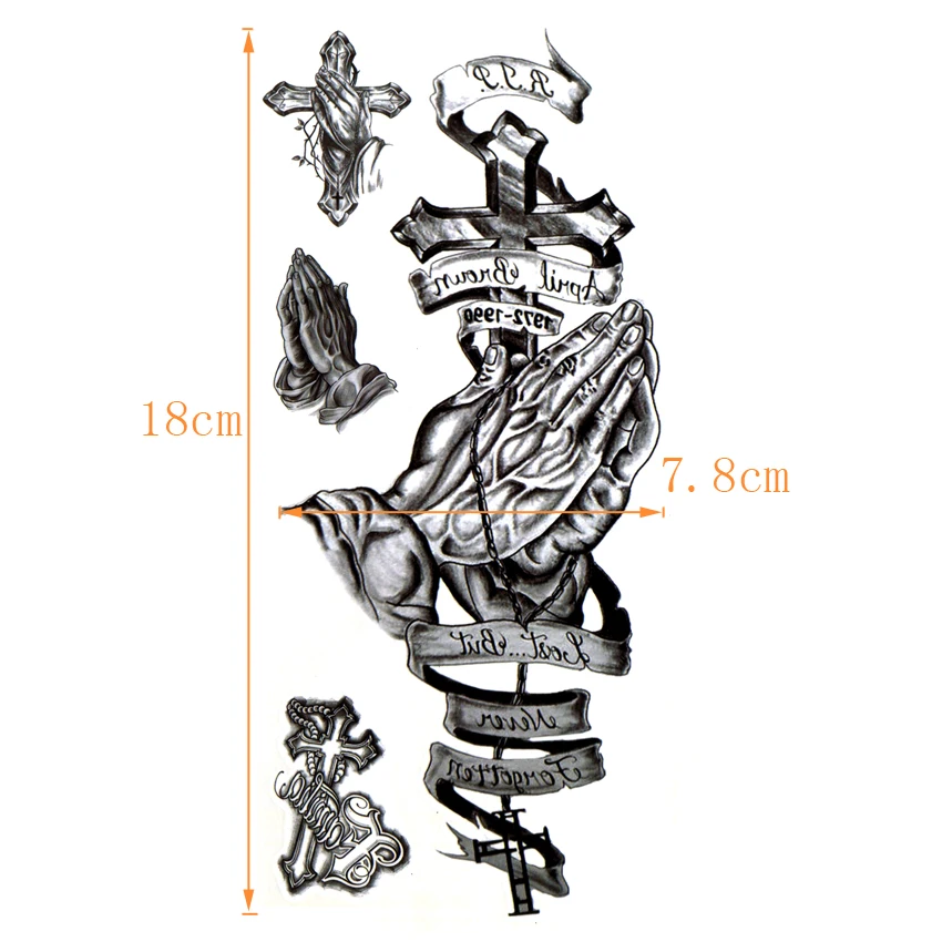 5pcs Prayer And Forgiveness For Cross Waterproof Temporary Tattoos Men Tatuagem Henna Tattoo Sticker Temporary Tatoo festival