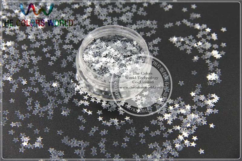 3 mm Silver color Glitter paillette Stars shape spangles for Nail Art   DIY supplies1pack=50g