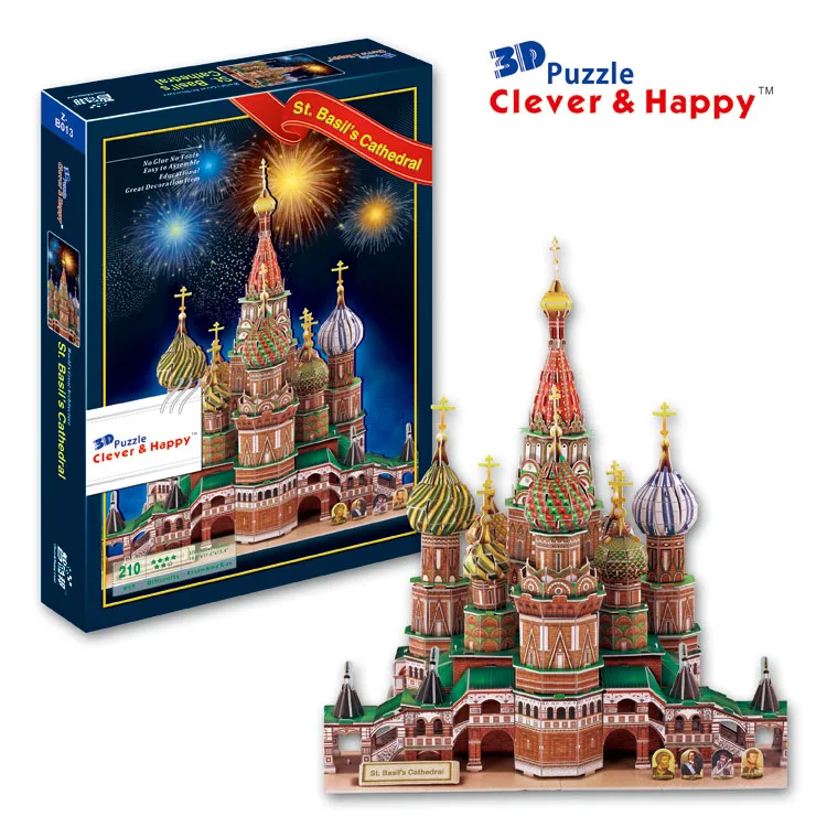 2014 new clever&happy land 3d puzzle model Vasile Assumption Cathedral large adult puzzle model games for children paper