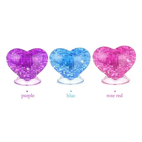 EBOYU 3D Crystal Puzzle Love Shaped Model Kids DIY Building Toy for Kids Christmas Gift Toy