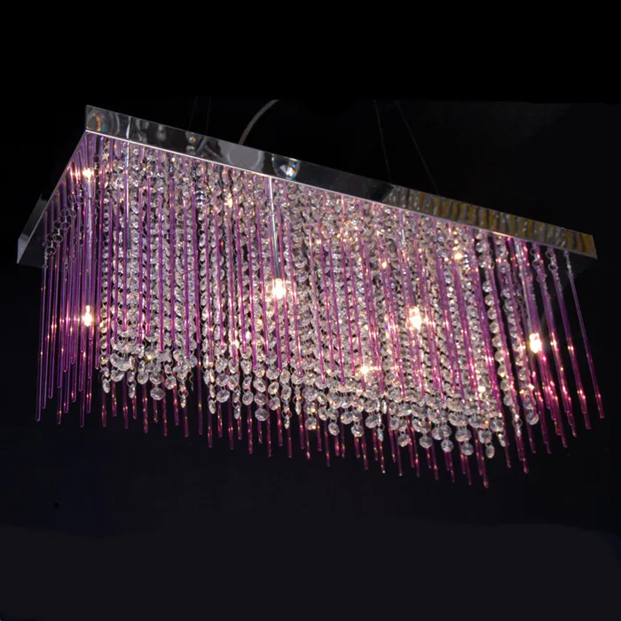 Led Kitchen fixture shopcase purple black white glass rod crystal pendant lights abajur Dining room led home indoor lighting