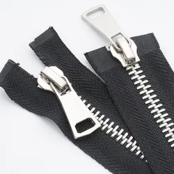 70/80/100/120cm No.8# double opening black metal zipper for Sewing down jackets coats tent double zipper sliders DIY Accessories