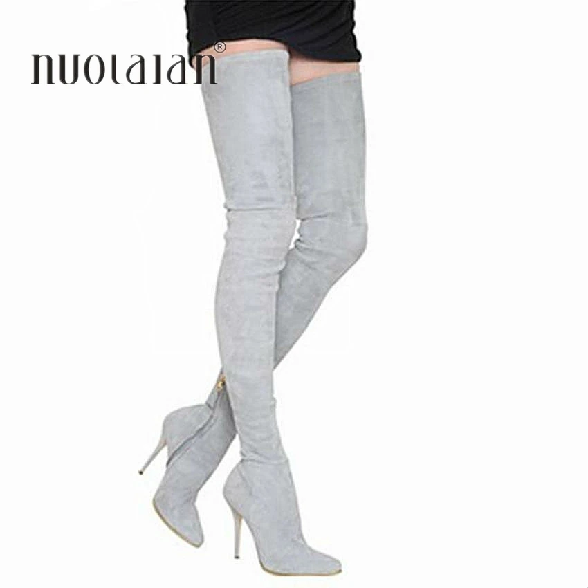 2023 Fashion Autumn Winter Women Boots Long Stretch Slim Thigh High Boots Sexy Over the Knee Boots High Heels Shoes Woman