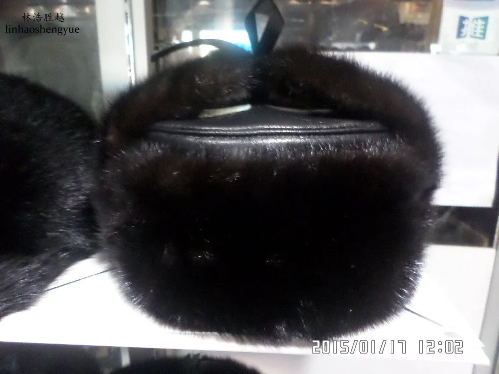 Linhaoshengyue Real  Fur  Mink Fur  Protect Ear Fur Man  Hat  Warm in Winter Freeshpping 2016 NEW