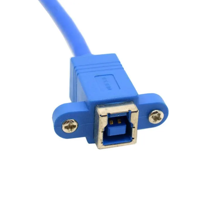 USB 3.0 نوع B أنثى إلى مايكرو B 90 درجة اليسار بزاوية كابل مع لوحة جبل ثقوب المسمار 20 سنتيمتر