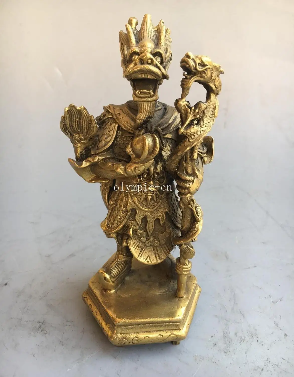 

6'' Brass carved chinese myth sea God the Dragon King statue