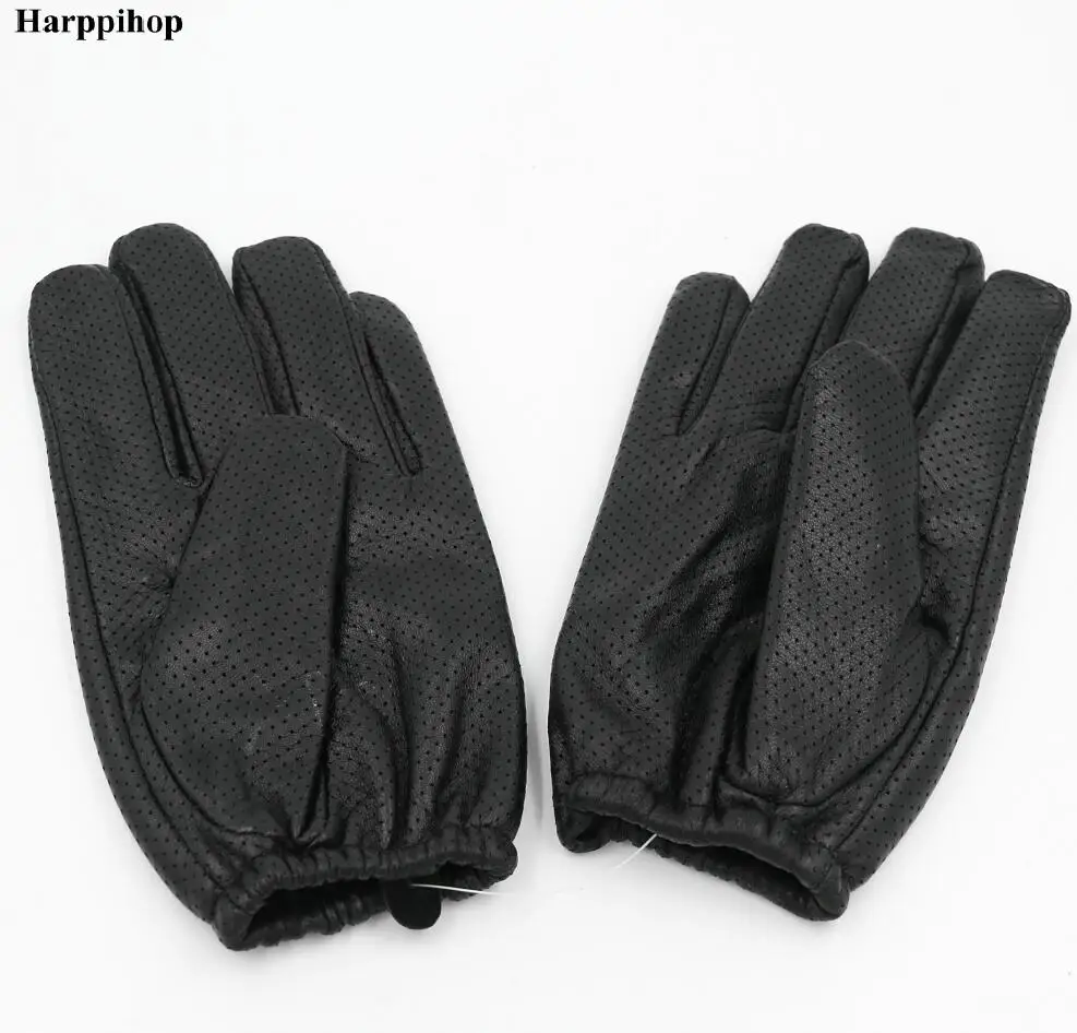 Harppihop Leather gloves men winter leather gloves locomotive driving thin section of large size sheepskin gloves