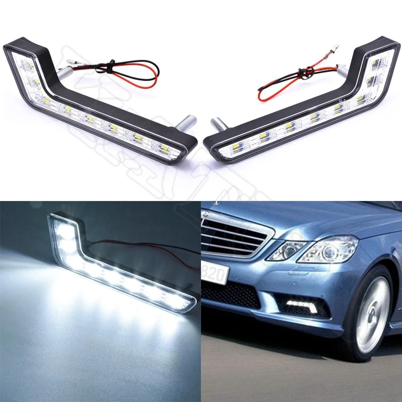 2個8 ledカーデイタイムランニングライトledフォグランプ車の外光キセノンランプ用の駆動フォグライトメルセデス · ベンツdrl led