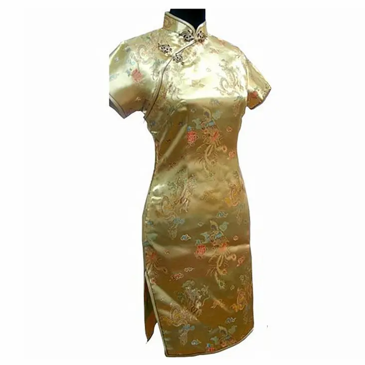 Mini abito Qipao Cheongsam in raso cinese Vintage blu Navy da donna S M L XL XXL XXXL 4XL 5XL 6XL Mujeres Vestido J4065