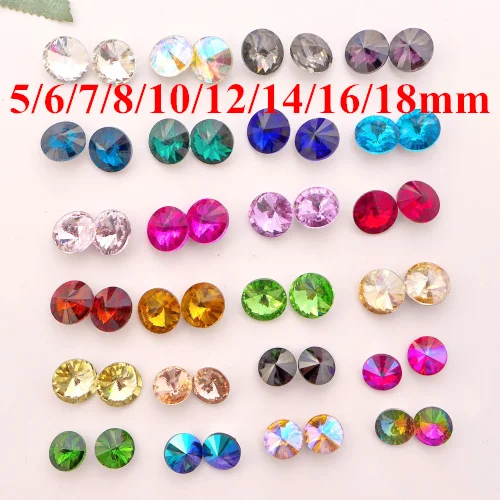 5/6/7/8/10/12/14/16/18mm Wholesale 100pcs/lot top quality 1122 rivoli round glass crystal fancy stone A001~A021 Free shipping