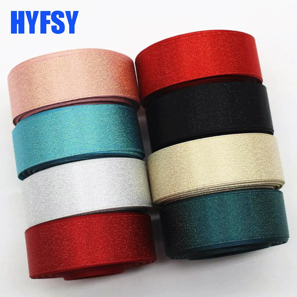 10 Yards 22MM Double-Sided Gold Silver Wire Ribbon With DIY Handmade Materials Gift Wrapping Headwear Belt