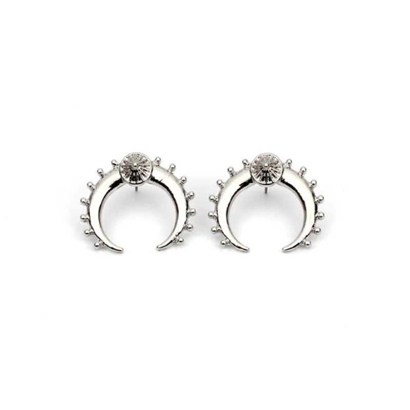 New Punk Half Moon Studs Earrings For Women Chunky Alloy Crescent Pendant Post Earrings Fashion Jewelry Pendientes Moon Earrings