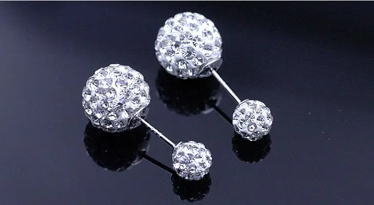 925 Silver Needle Fashion Shiny Double Shambhala Ball Crystal Ladies Stud Earrings Jewelry Anti Allergy Drop Shipping