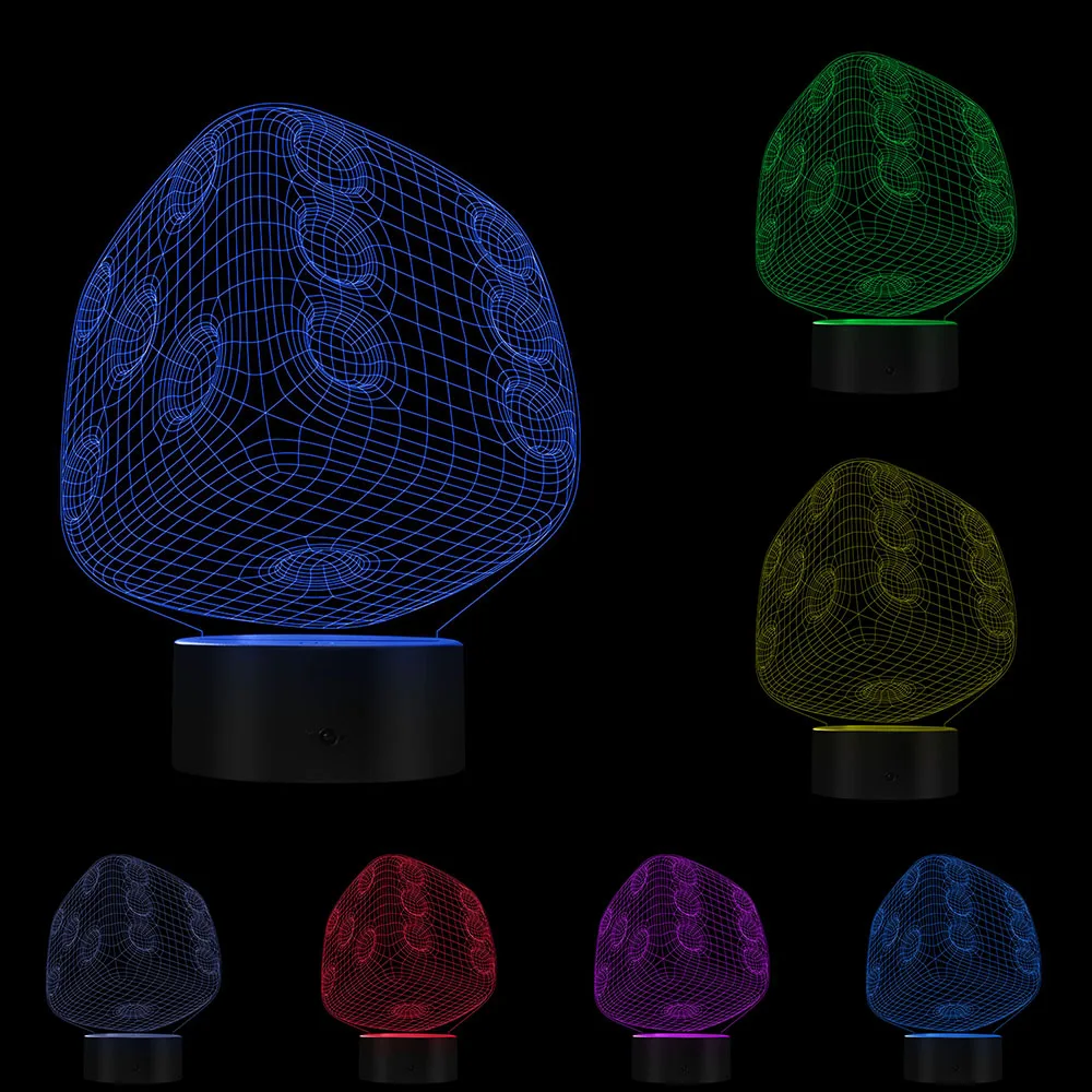 Dice Shape LED Night Light Home Decor Atmosphere LED Color Change Lamp Colorful Gradient 3D Optical illusion Table Visual Lamp
