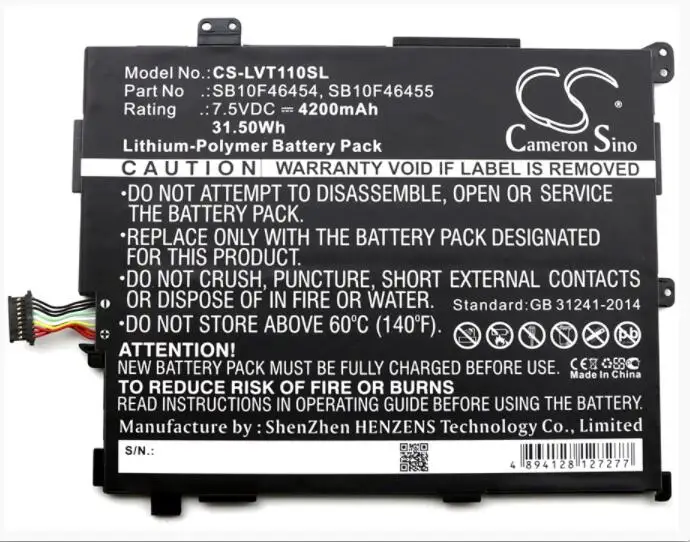 Cameron Sino 4200mAh battery for LENOVO Thinkpad 10 20E3 20E4 2nd 00HW016 00HW017 00HW018 2ICP4/58/140 ASM SB10F46455