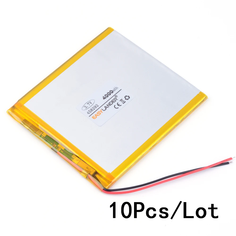 

10pcs/Lot 3.7V 4000mAh 458292 Polymer Li-ion Battery For E-Book Power Bank PDA Portable DVD Consumer electronics safety lamp