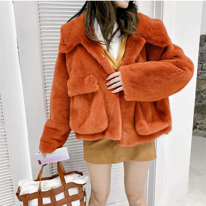 

Denmark Mink Whole Fur Women short Coat with Hood Collar Winter Thick Slim Warm Female Mink Fur Jacket