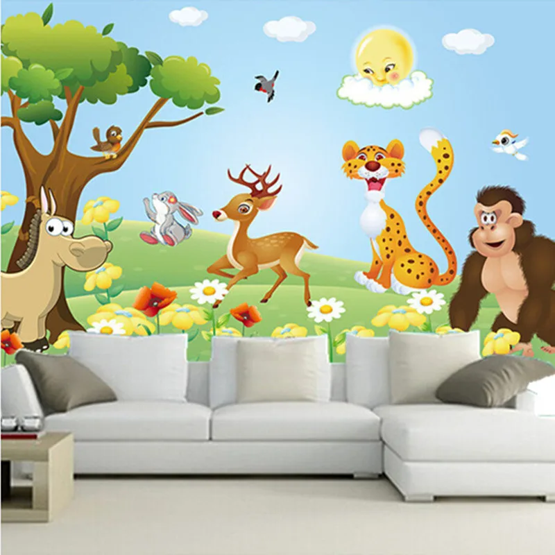 Custom 3D murals,lovely cartoon animals papel de parede, school restaurant living room sofa tv wall children's bedroom wallpaper