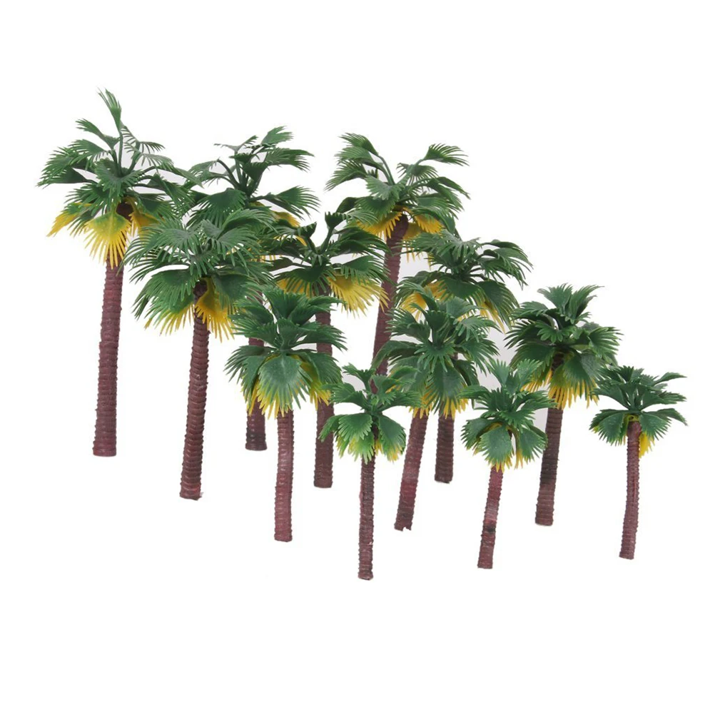  12 Pcs Scenery Model Tree Outdoor Decor Toy Set Green Landscape Jungle Decorations