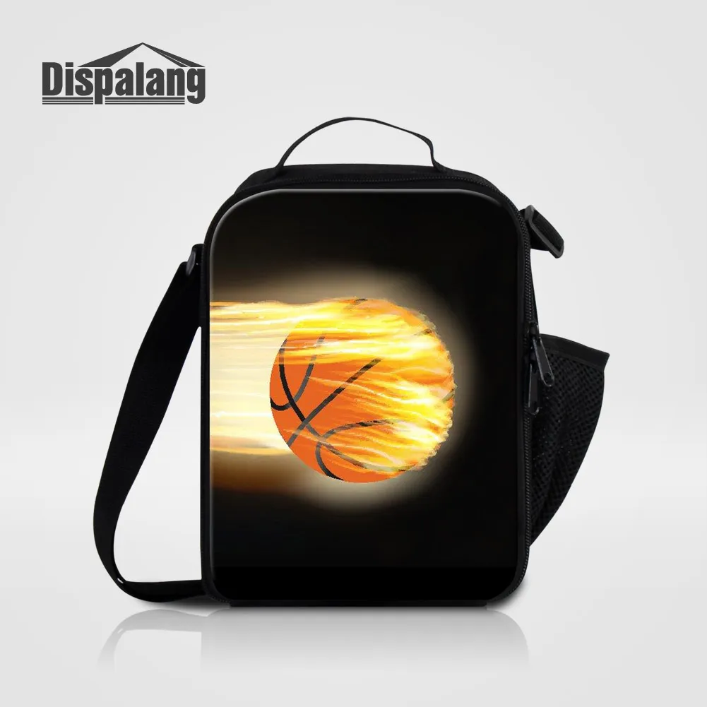 Dispalang New Fashion Portable Lunch Bag For Children Customize Basketballs Design Food Picnic Lunch Bags Boys School Lunch Box