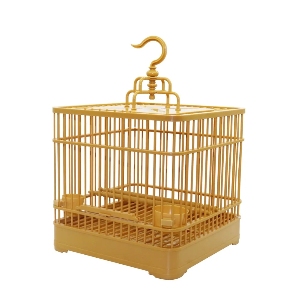 Assembly Bird Cage With Feeder And Waterer Small Pet Bird Full Set Of Plastic Bird House Thrush Parrot Cage 23x23x22cm