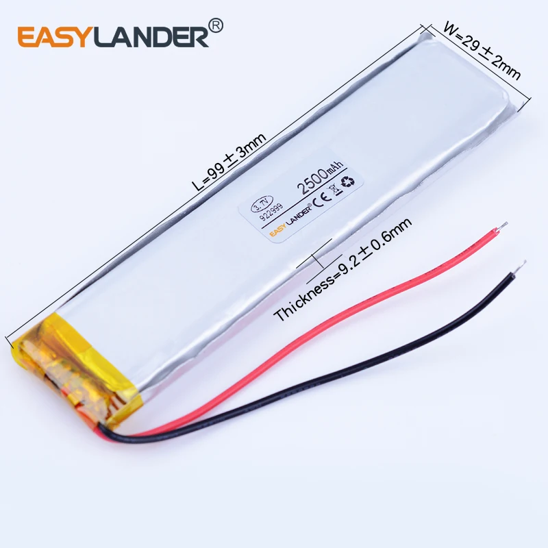 

3pcs/Lot 982999 3.7V 2500mAh Rechargeable Lithium Li-ion Polymer Battery 983099 Batteries