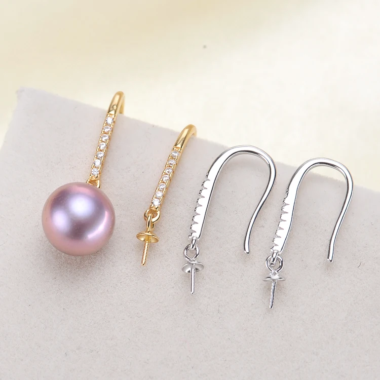 

2 Color 925 Silver Pearl Earrings Fashion Beautiful Drop Earrings Findings Exquisite Jewelry Parts Fittings Women's Accessories