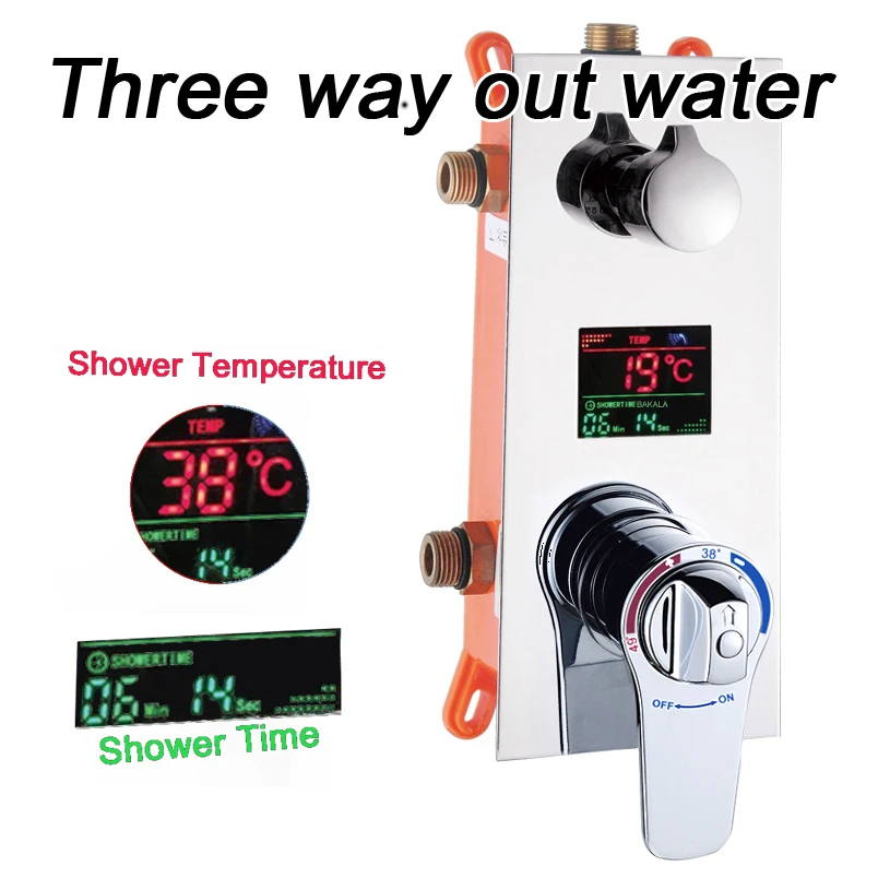 BECOLA In Wall Thermostatic Shower Valve LED Temperature Digital Display Concealed Shower Mixing Valve Faucet HW-9812