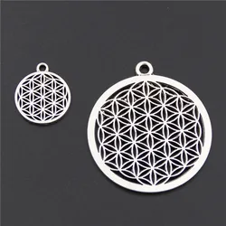 5pcs  Silver Color Flower of life Circle Shaped Seed of Life Sacred Geometry Craft DIY Findings